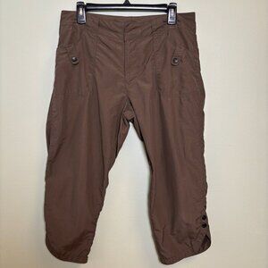 REI Women Hiking Camping Pants Sz 12 Brown Nylon Outdoor Cropped Nature Gorpcore